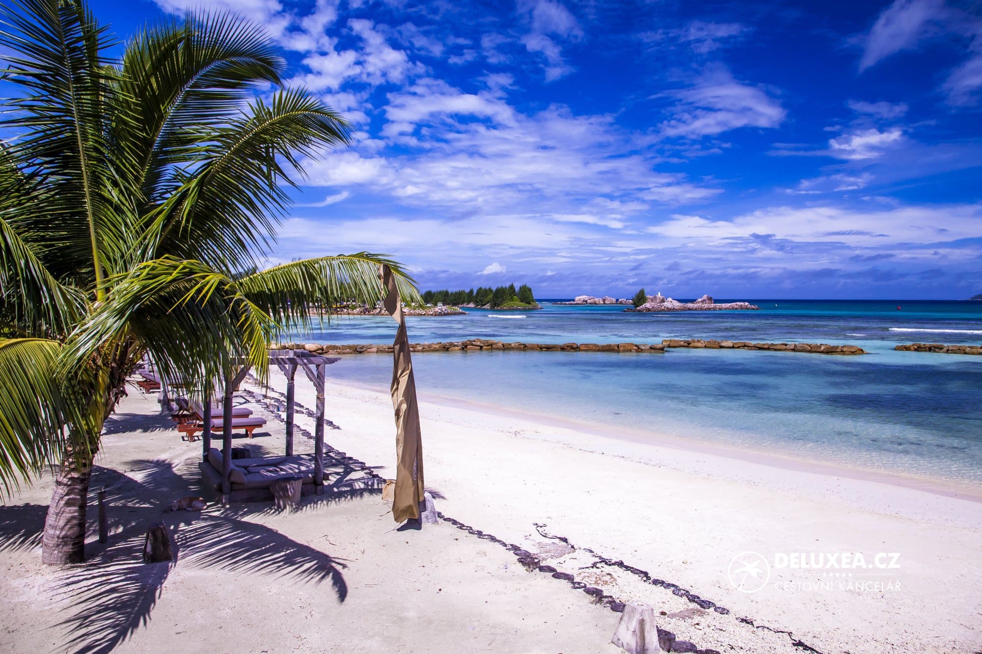 Playa y palmeras en Seychelles