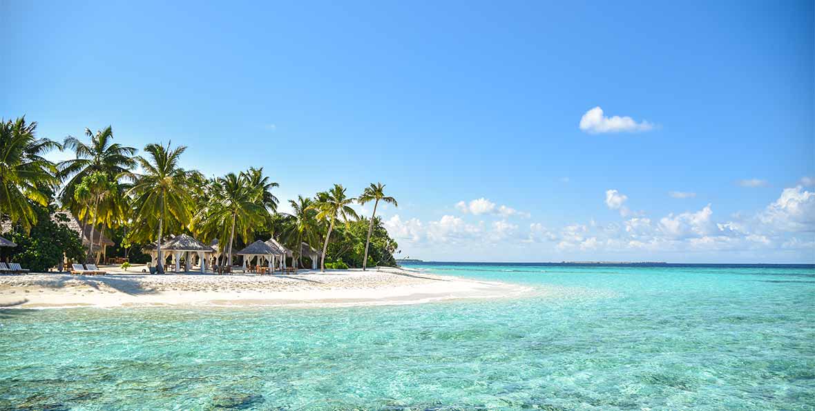 agua cristalina, playa y vegetacion en Reethi Faaru Resort