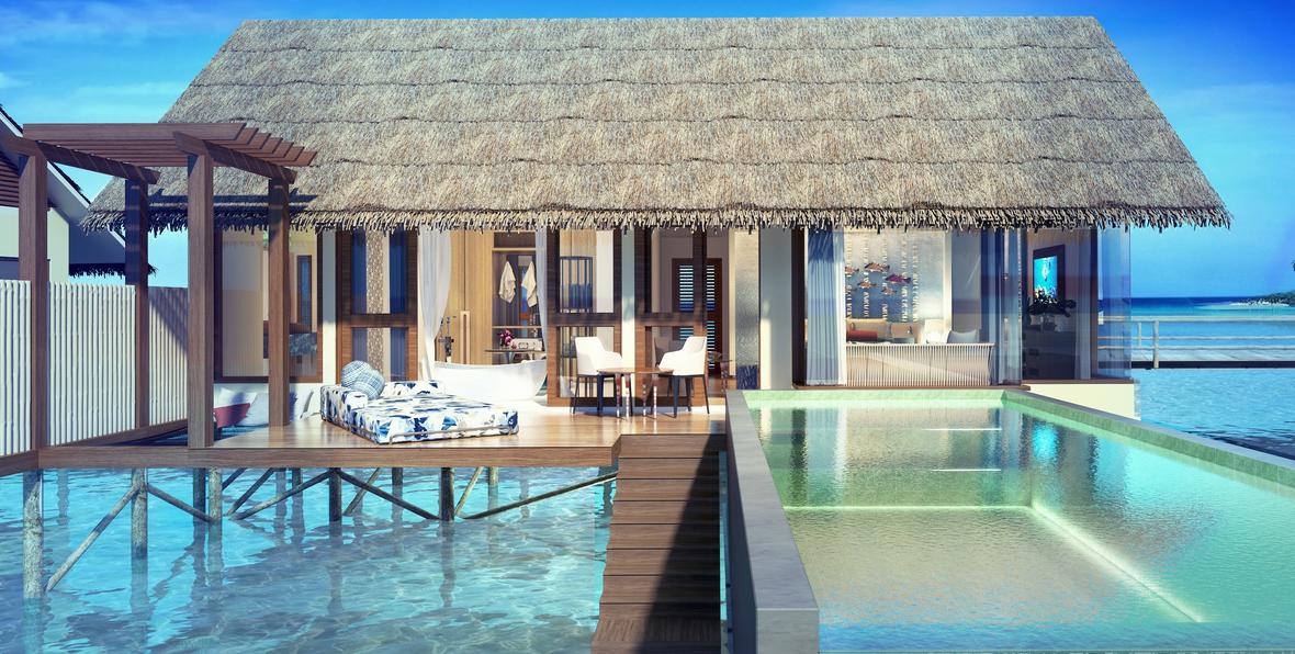 villa privada con piscina en OZEN Maldives